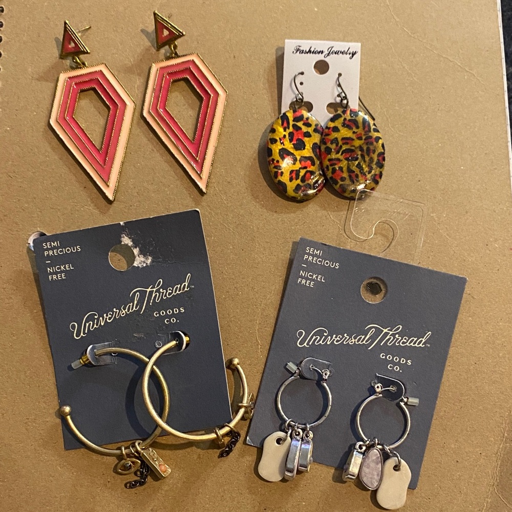 Universal Thread Gold and Silver and Fashion /Charm Hoop Earrings